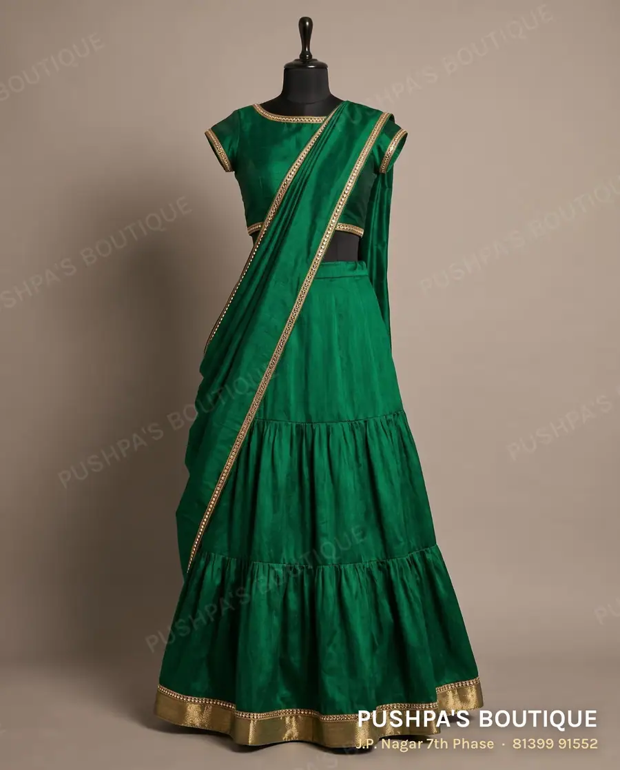 Langa davani (half saree) PB-109, boat neck, cap sleeve