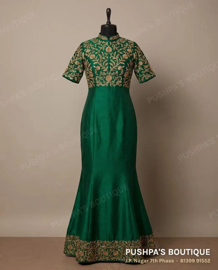 Gown PB-118, high neck, short sleeve