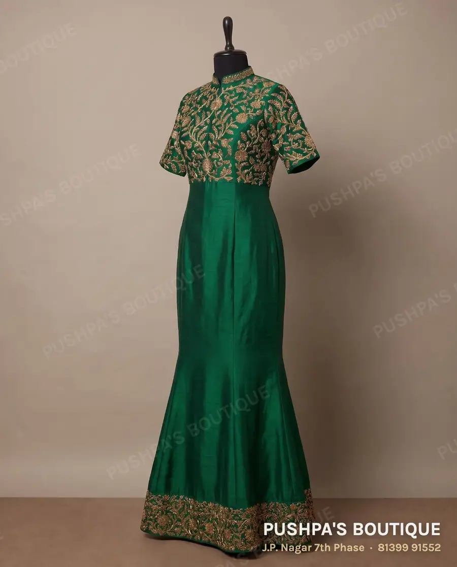 Gown PB-118, high neck, short sleeve, photo 3