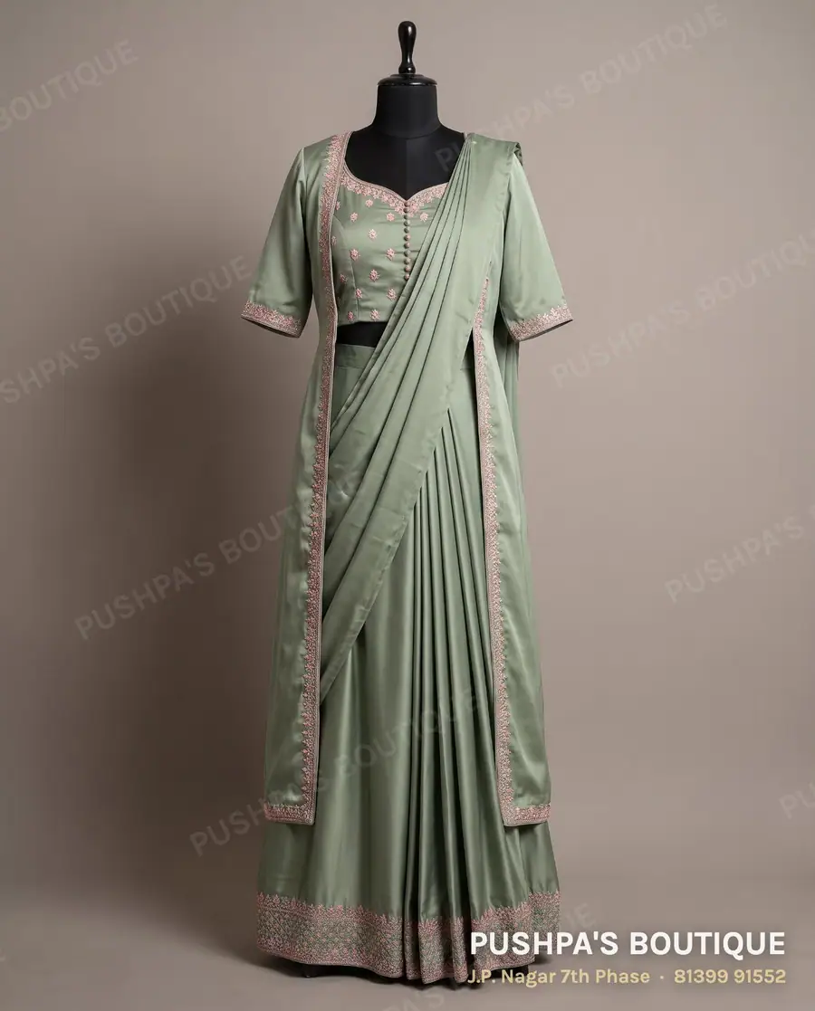 Indo-western outfit PB-119, sweetheart neck, elbow sleeve