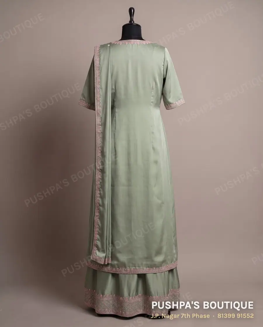 Indo-western outfit PB-119, sweetheart neck, elbow sleeve, photo 2