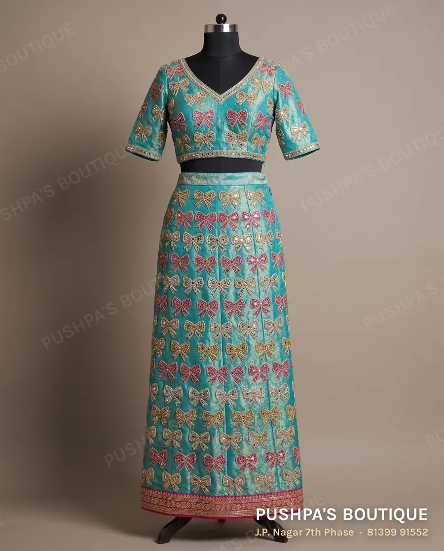 Skirt PB-124, V neck, elbow sleeve