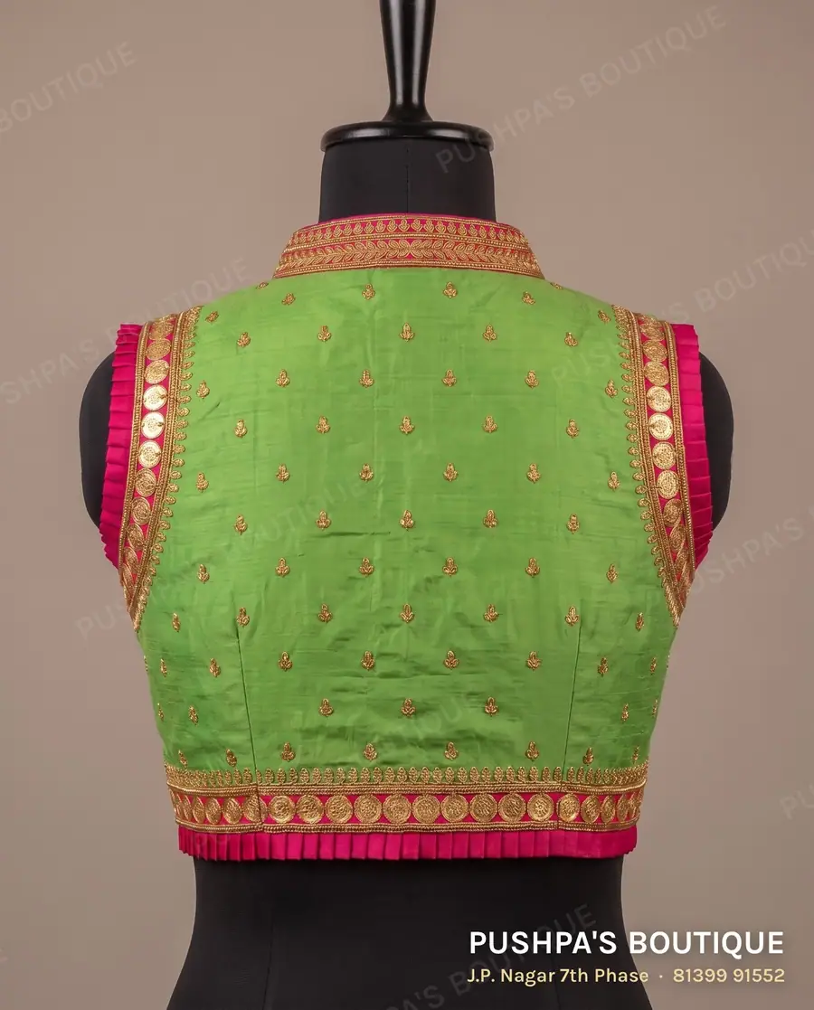 Designer blouse PB-128, high neck, button back, sleeveless, photo 2