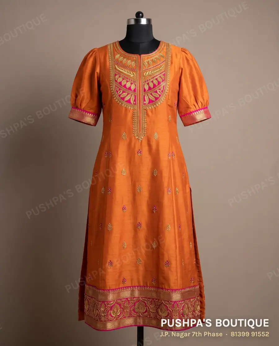 Kurta PB-131, round neck, puff sleeve