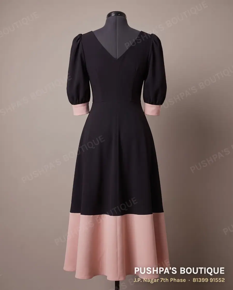 Gown PB-135, V neck, puff sleeve, photo 2