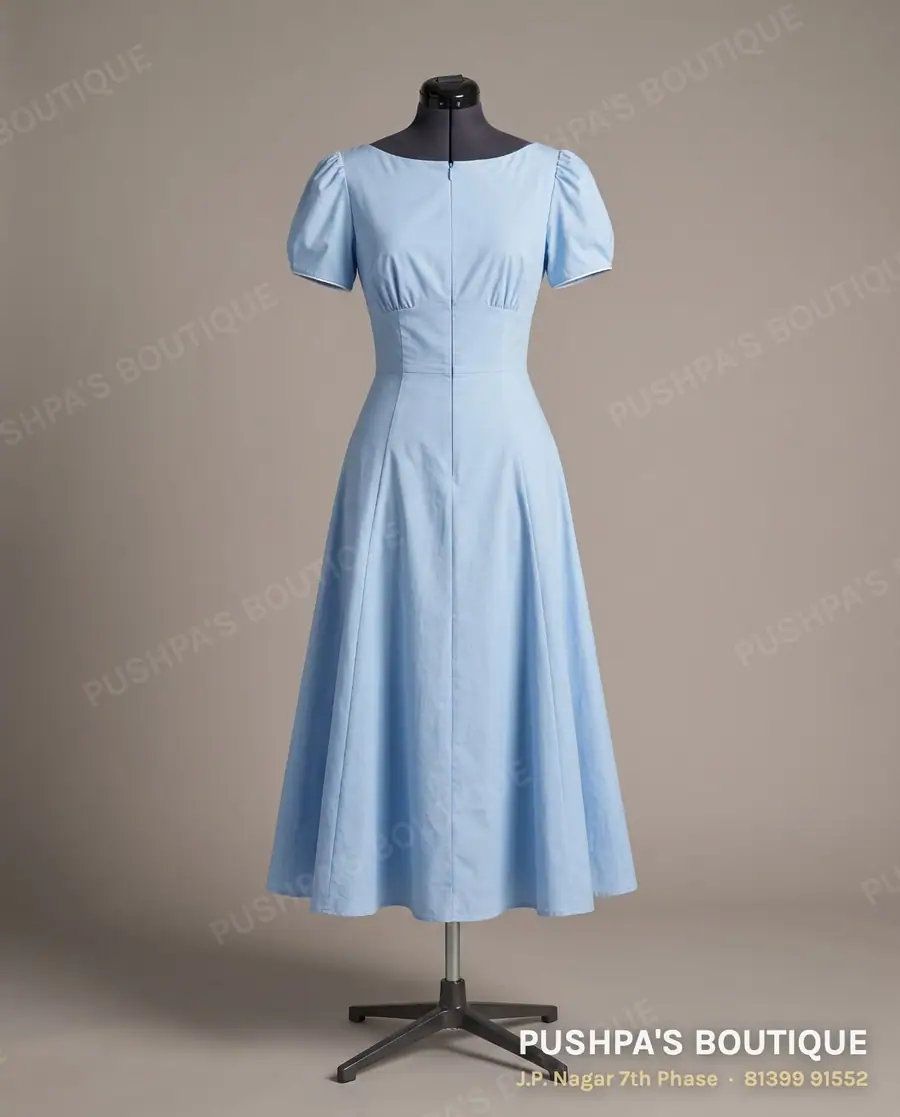 Gown PB-138, boat neck, puff sleeve