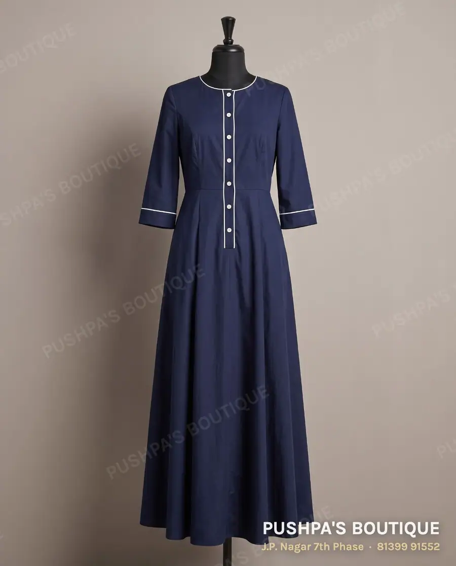Gown PB-143, round neck, three quarter sleeve