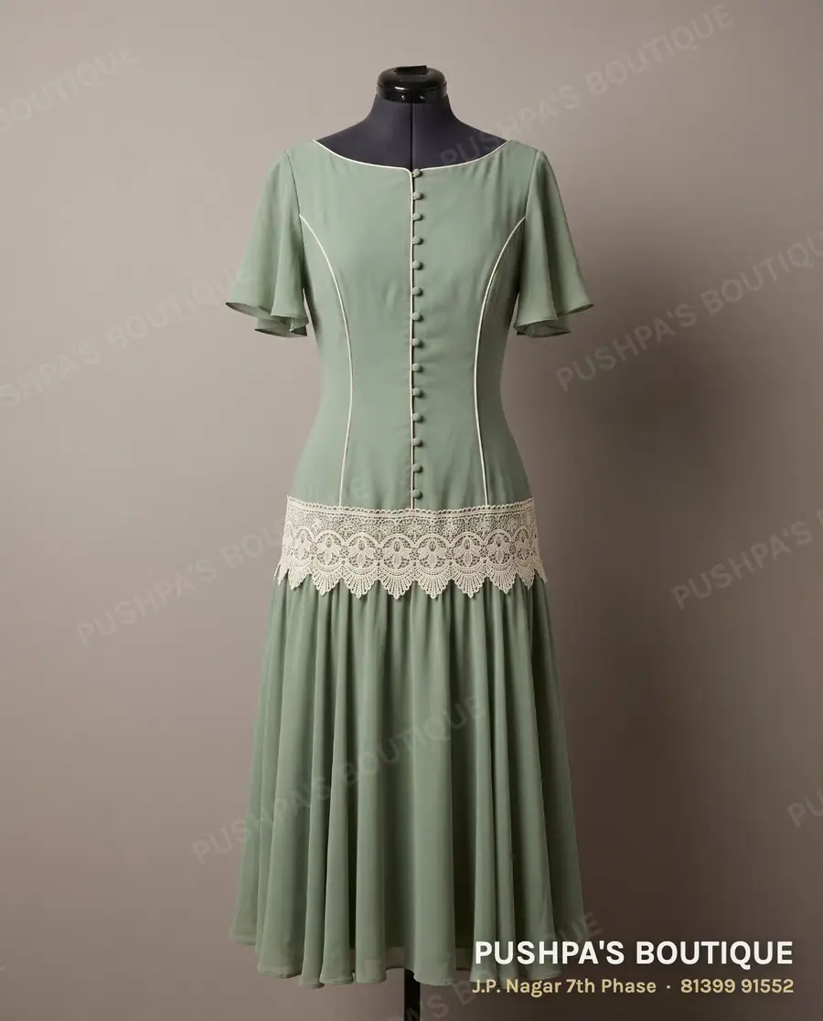 Gown PB-144, boat neck, cap sleeve