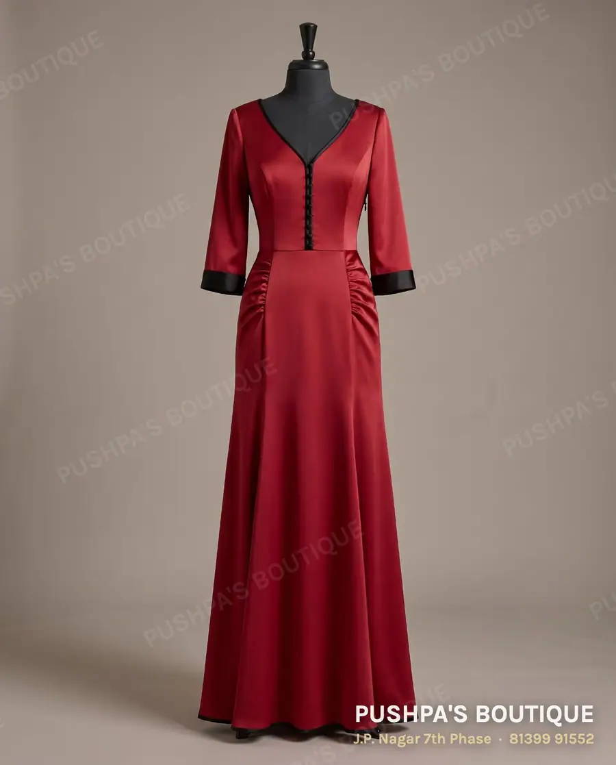 Gown PB-145, V neck, three quarter sleeve