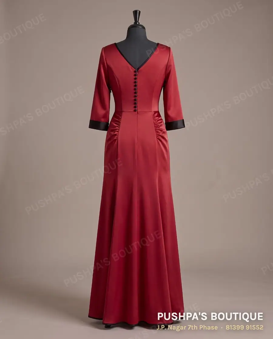 Gown PB-145, V neck, three quarter sleeve, photo 2