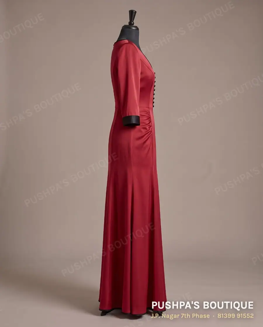 Gown PB-145, V neck, three quarter sleeve, photo 3