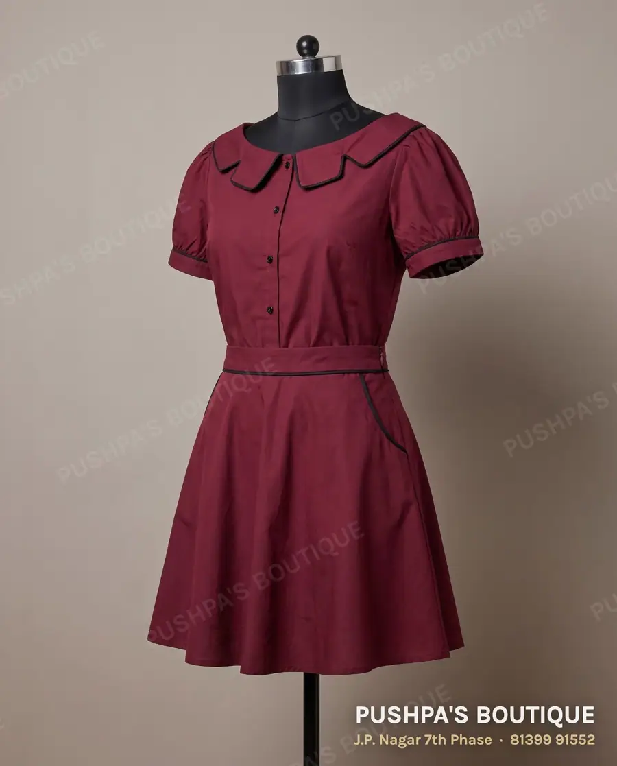 Skirt PB-149, boat neck, puff sleeve