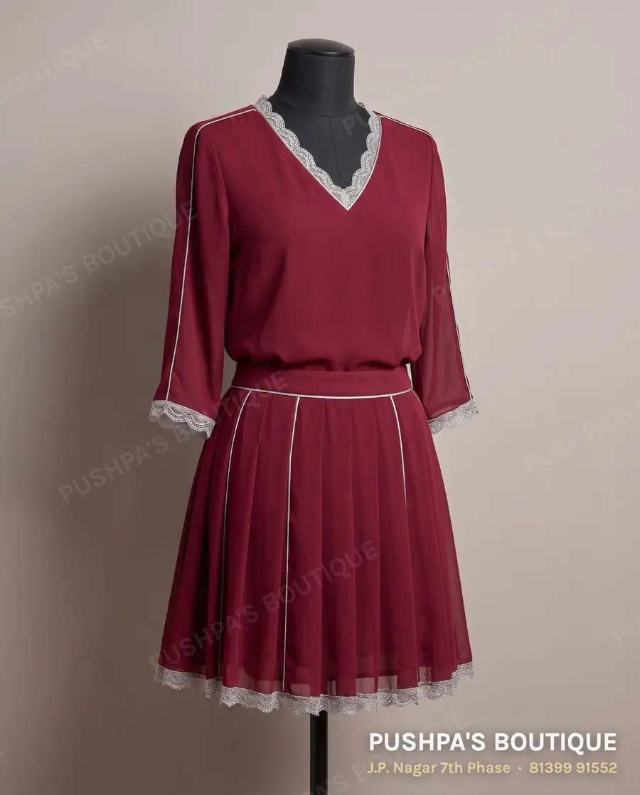 Skirt PB-153, V neck, three quarter sleeve