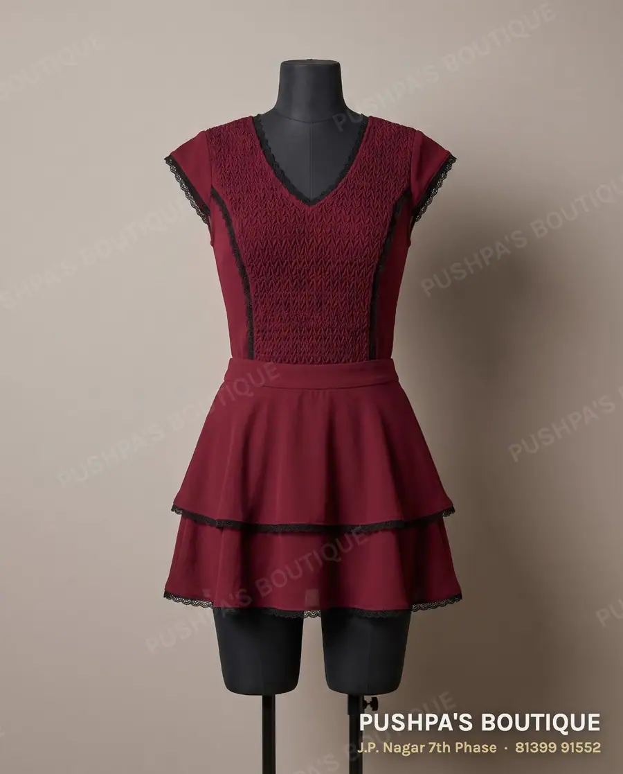 Skirt PB-154, V neck, cap sleeve