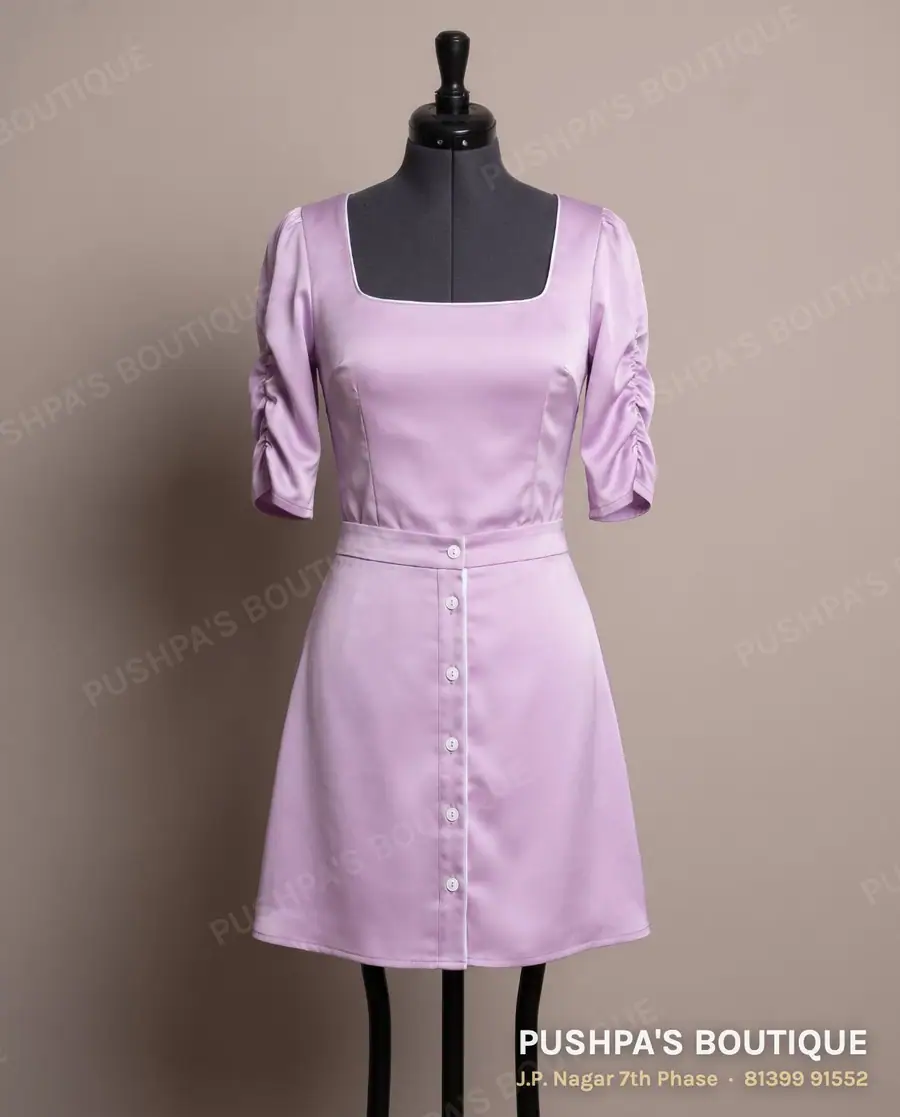 Skirt PB-157, square neck, elbow sleeve