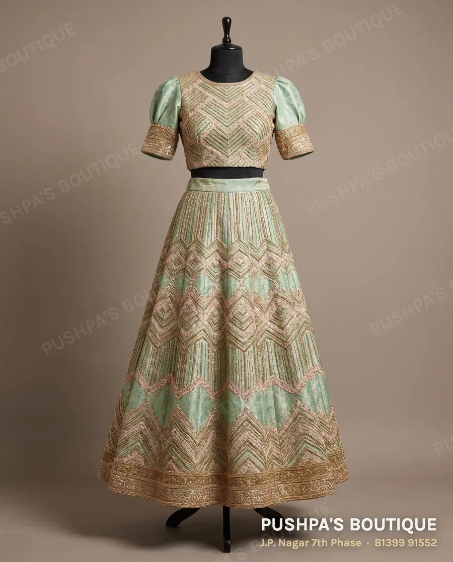 Skirt PB-164, round neck, puff sleeve