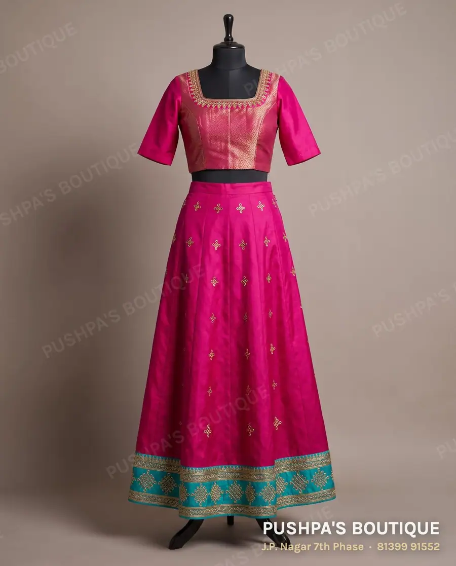 Skirt PB-176, square neck, elbow sleeve