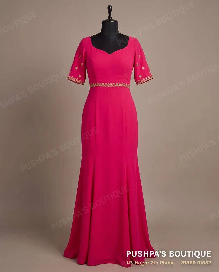 Gown PB-180, sweetheart neck, elbow sleeve