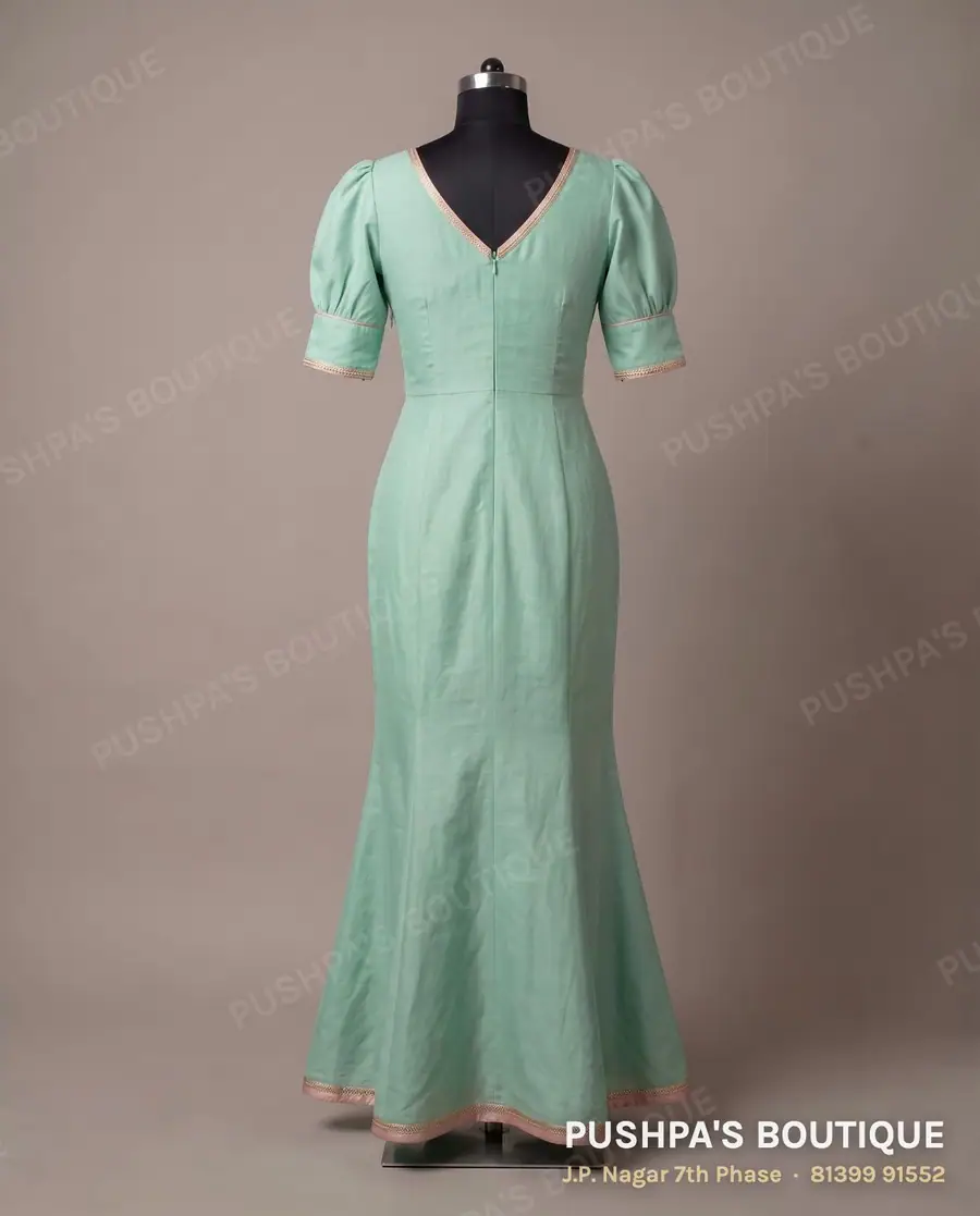 Gown PB-183, V neck, puff sleeve, photo 2