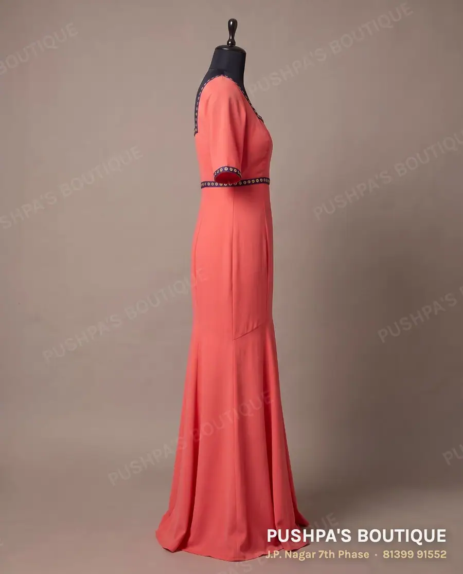 Gown PB-185, square neck, elbow sleeve, photo 3