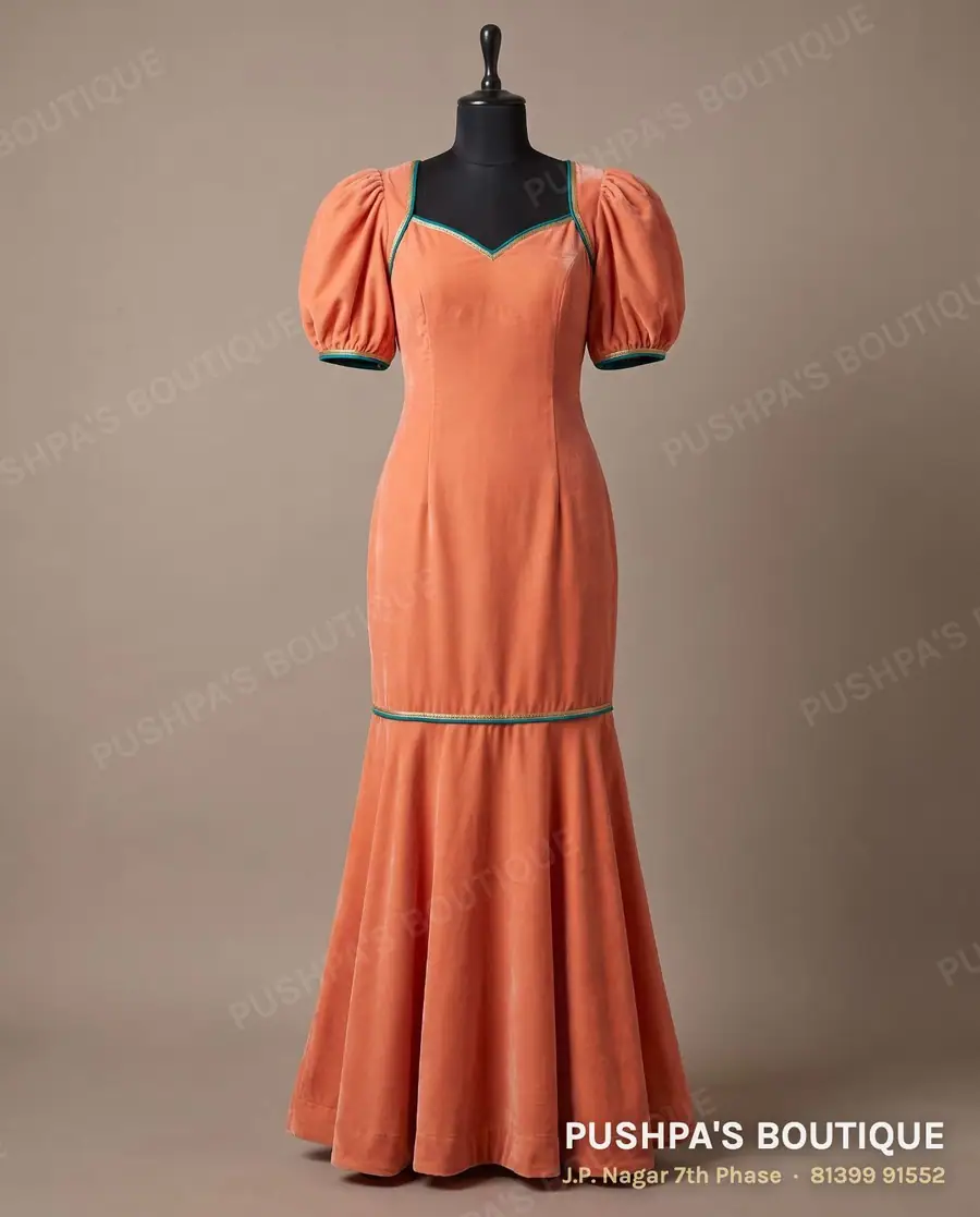Gown PB-186, sweetheart neck, puff sleeve