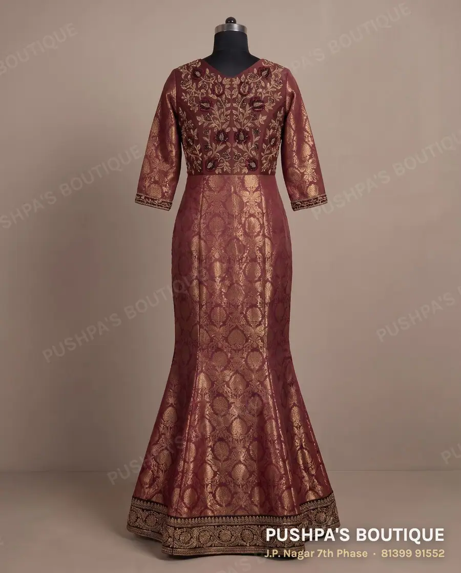 Gown PB-187, round neck, three quarter sleeve, photo 2