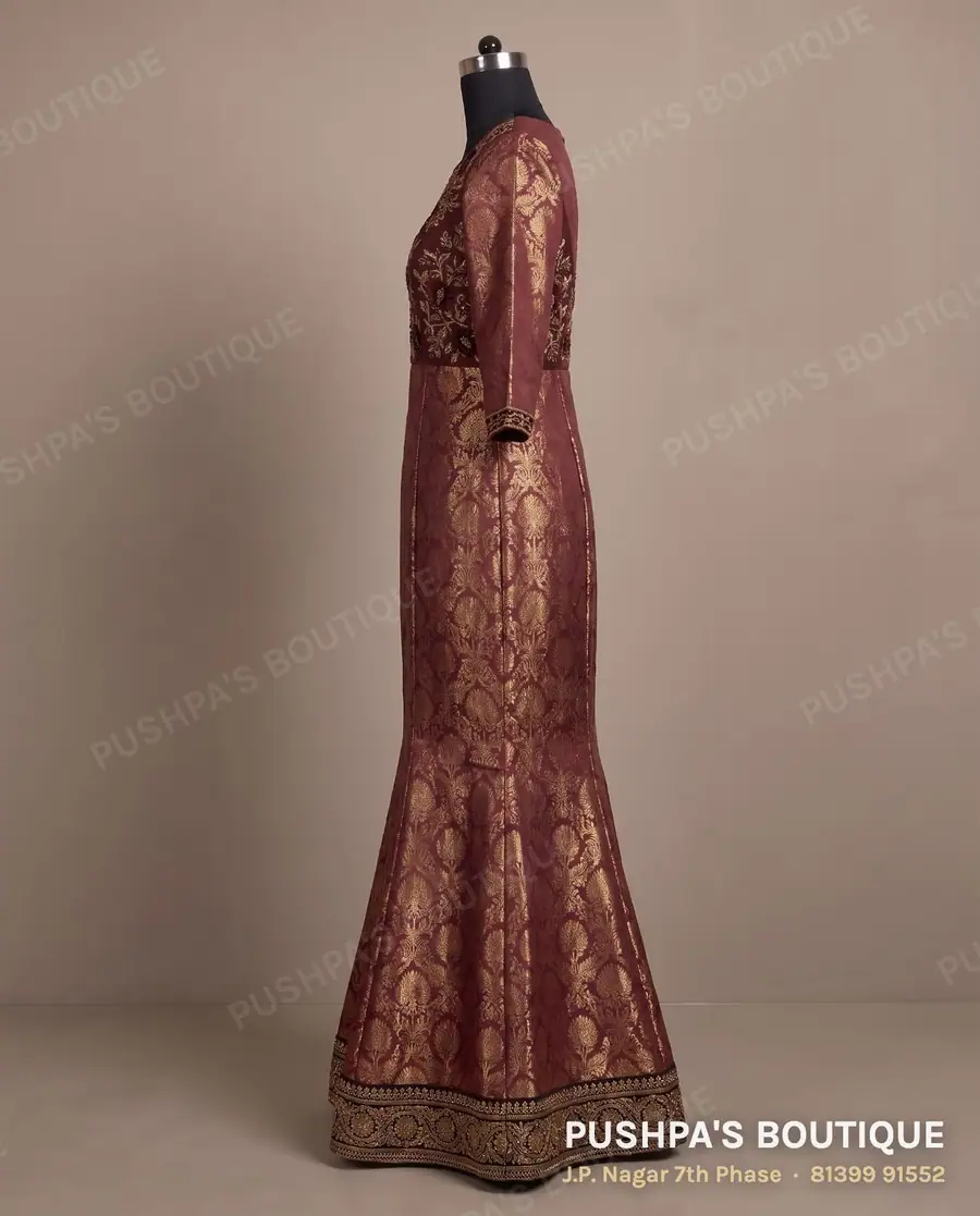 Gown PB-187, round neck, three quarter sleeve, photo 3