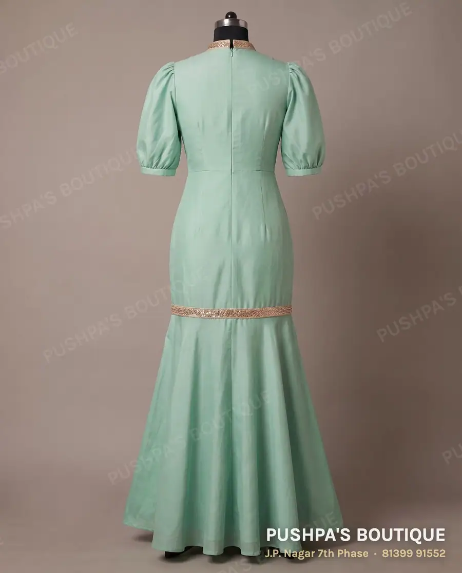 Gown PB-188, high neck, puff sleeve, photo 2