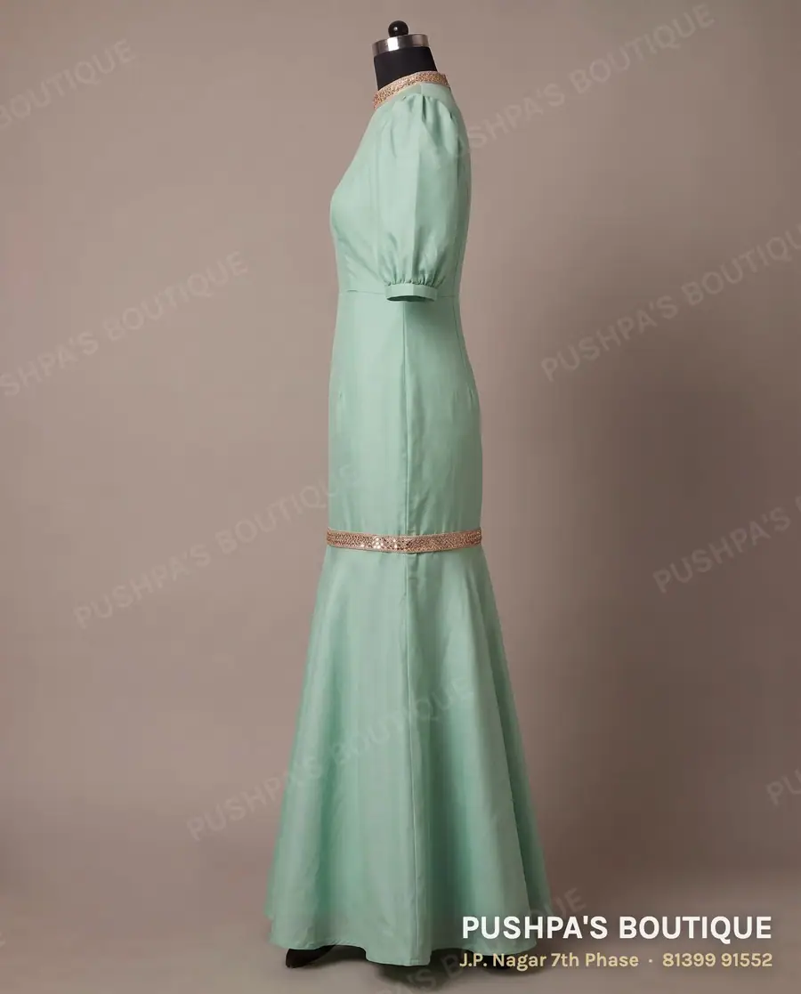 Gown PB-188, high neck, puff sleeve, photo 3