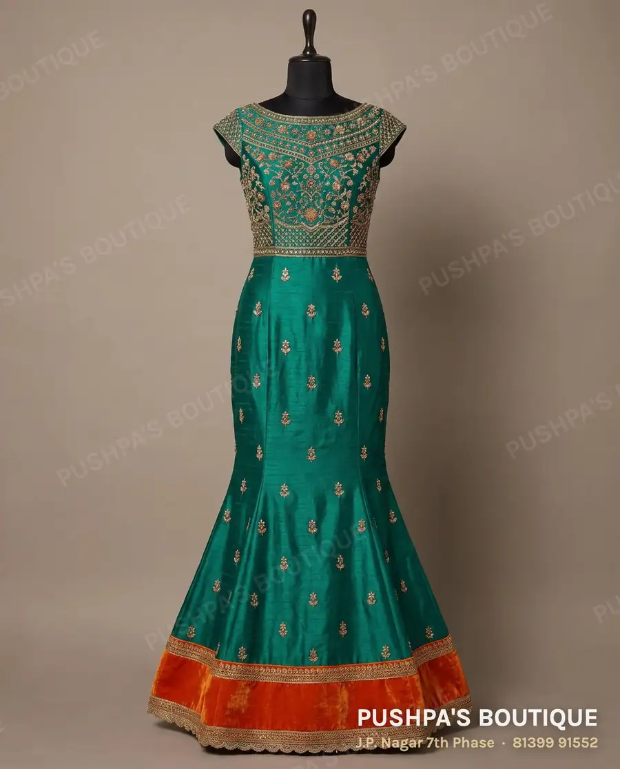 Gown PB-189, boat neck, cap sleeve