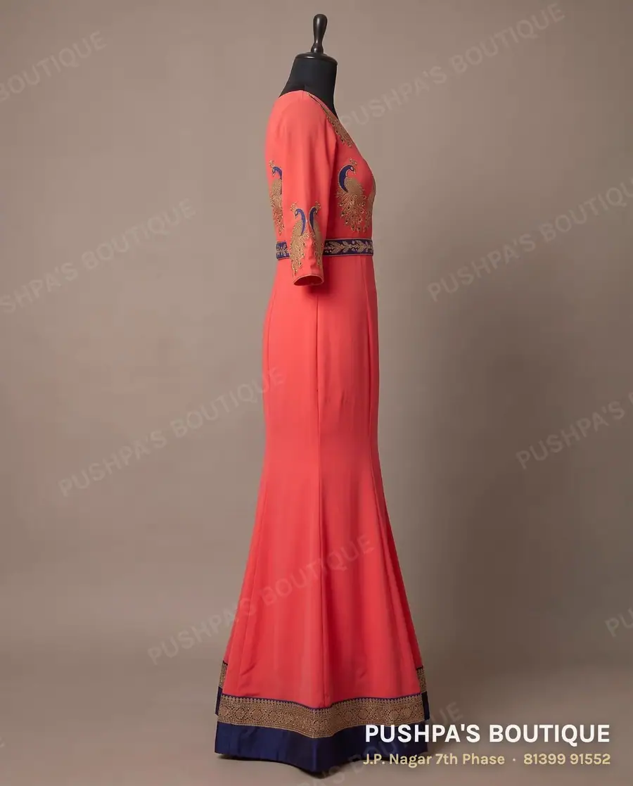 Gown PB-190, V neck, three quarter sleeve, photo 3