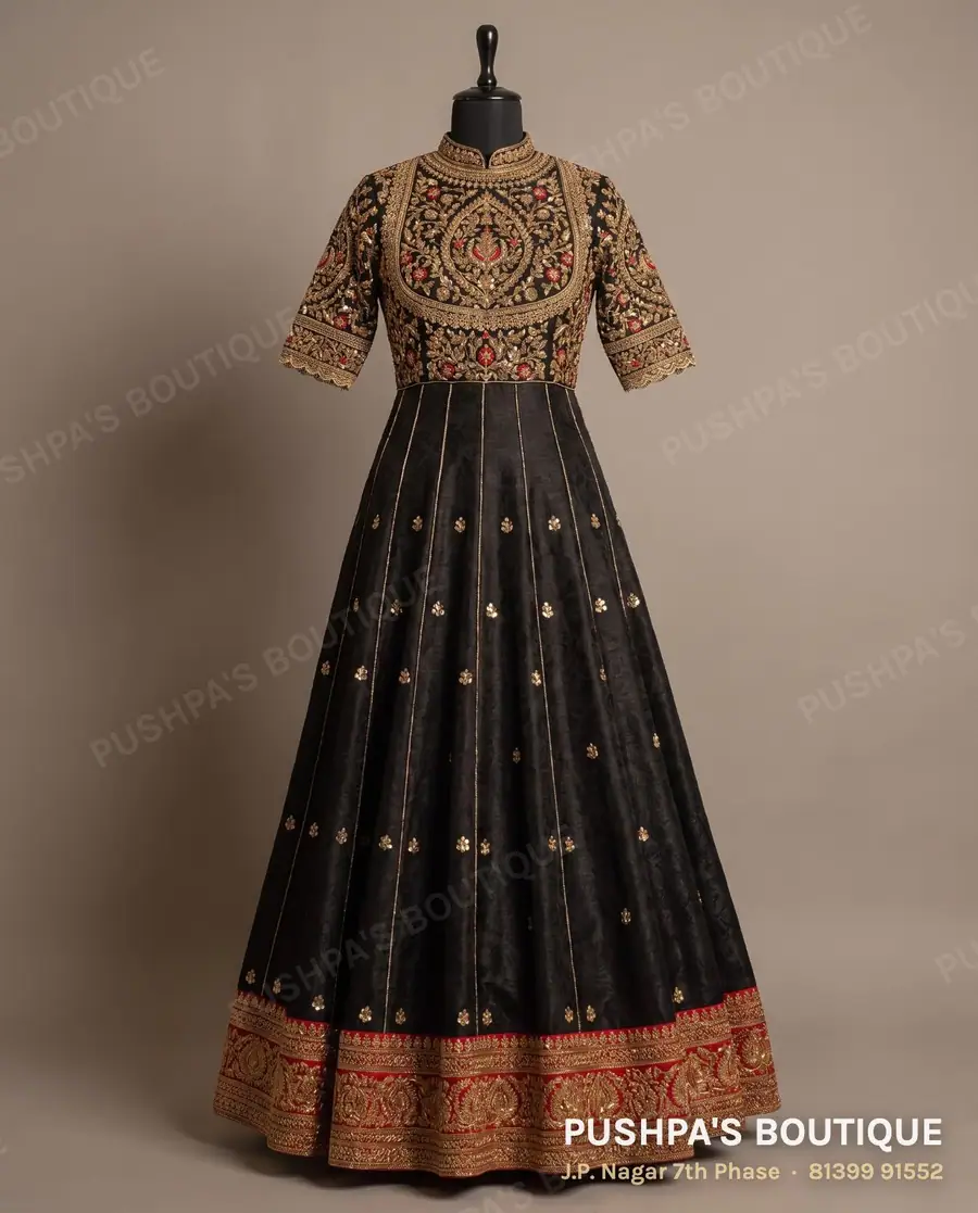 Gown PB-201, high neck, elbow sleeve