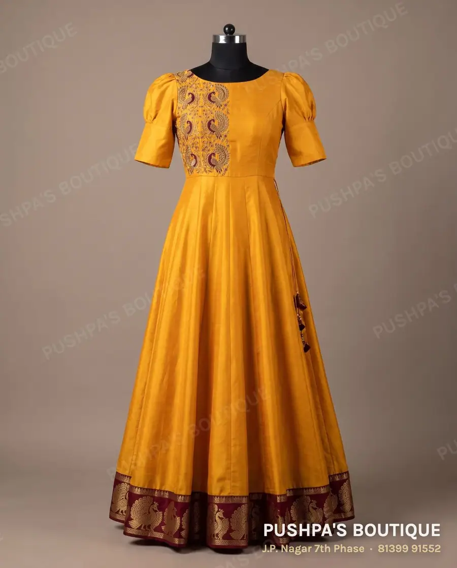 Gown PB-202, boat neck, puff sleeve