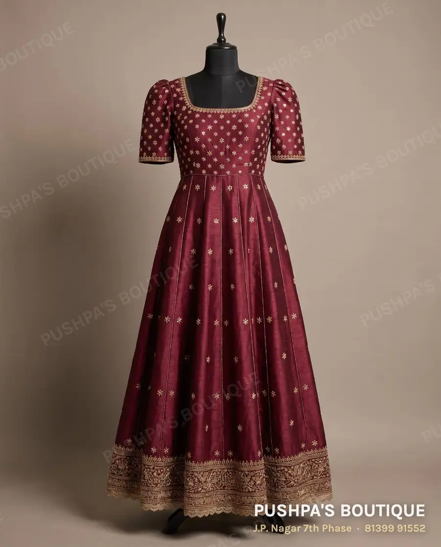 Gown PB-204, square neck, puff sleeve