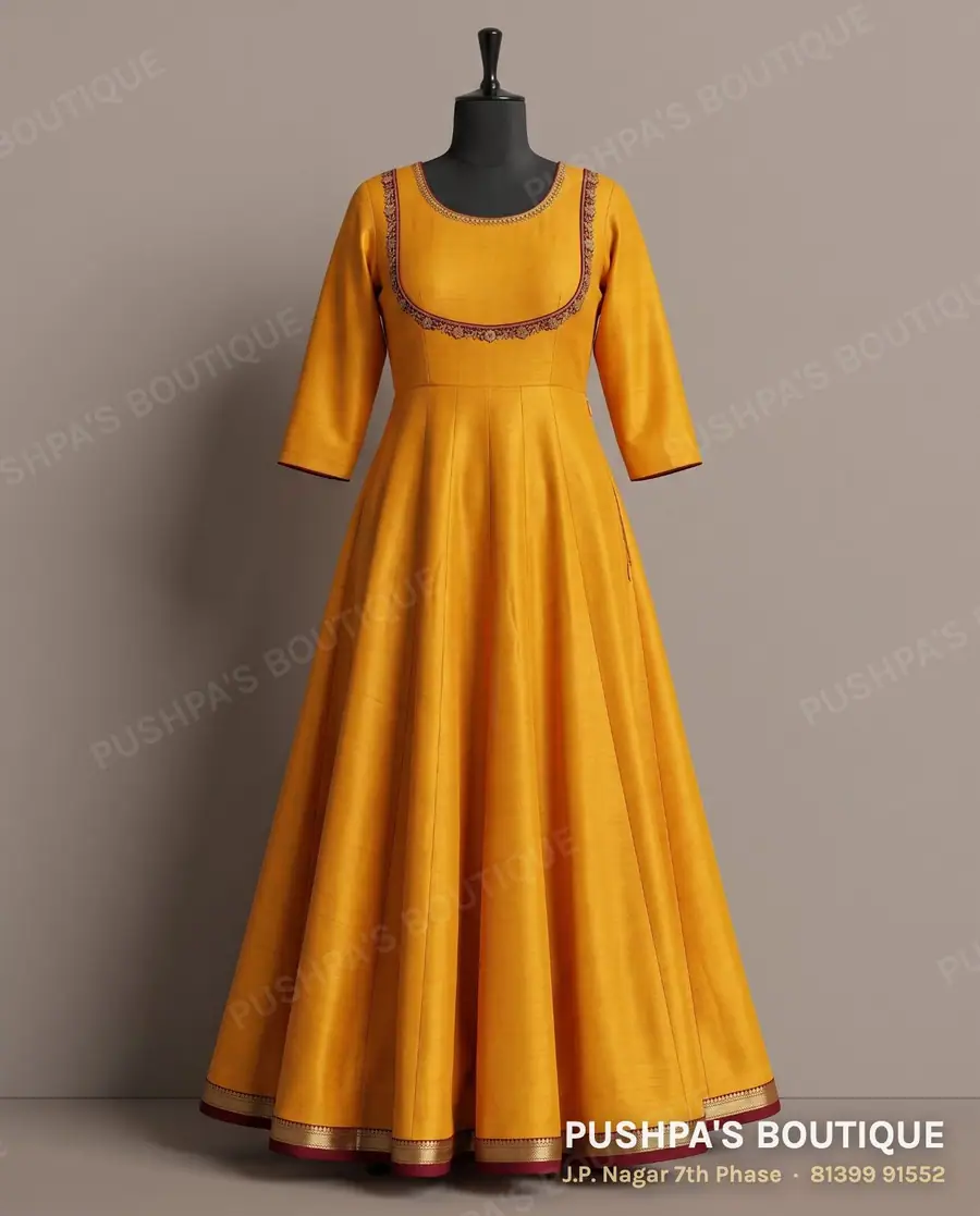 Gown PB-206, round neck, three quarter sleeve