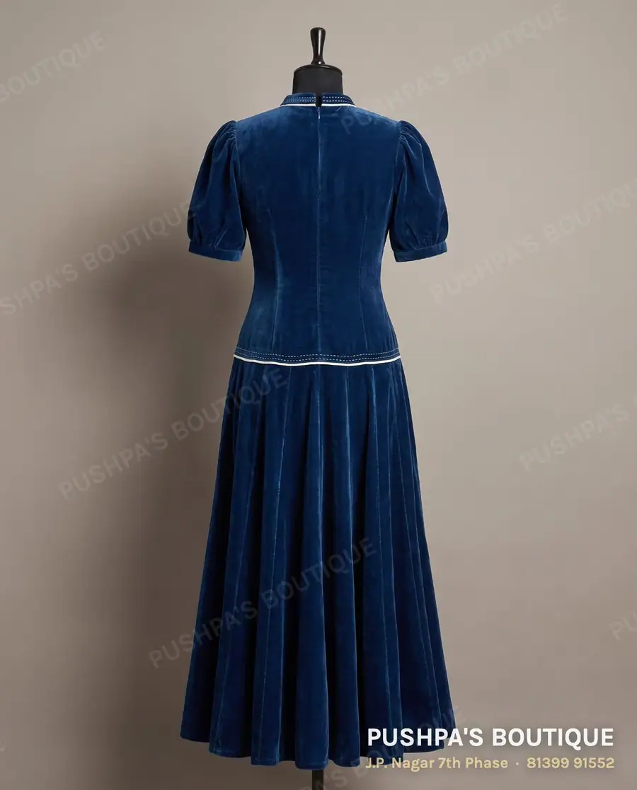 Gown PB-207, high neck, puff sleeve