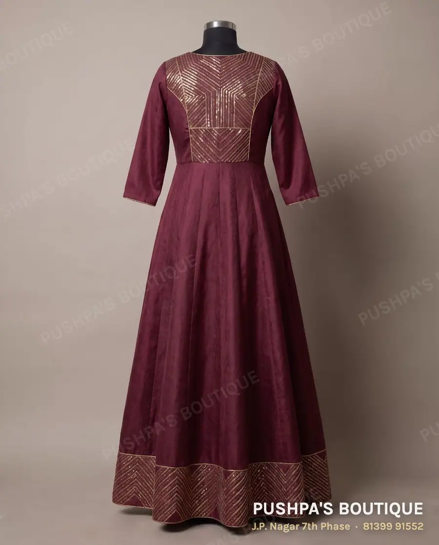 Gown PB-209, V neck, three quarter sleeve, photo 2