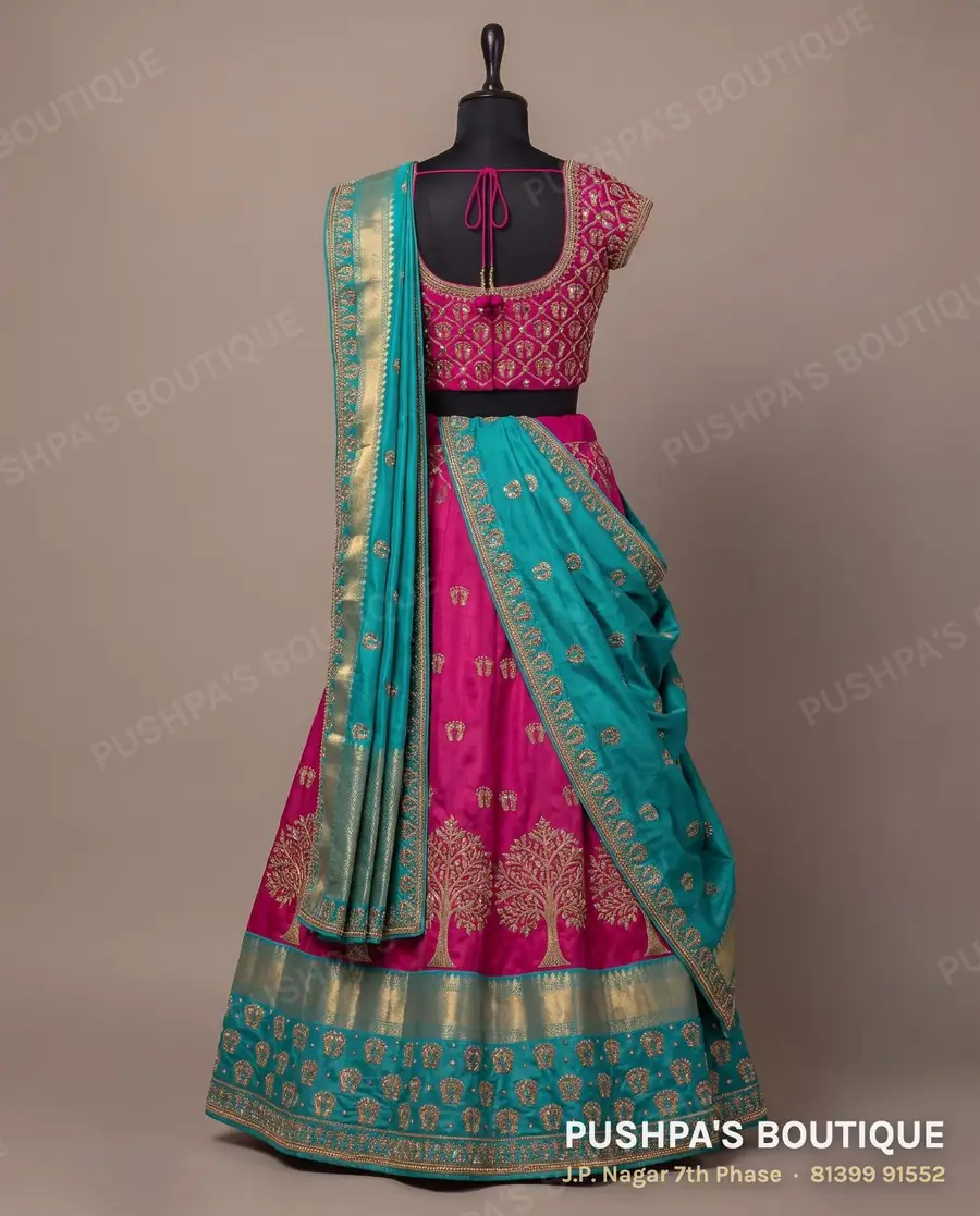 Langa davani (half saree) PB-212, square neck, cap sleeve, photo 2