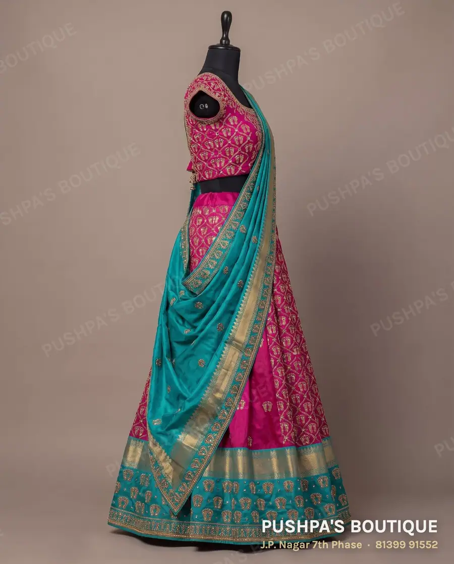Langa davani (half saree) PB-212, square neck, cap sleeve, photo 3