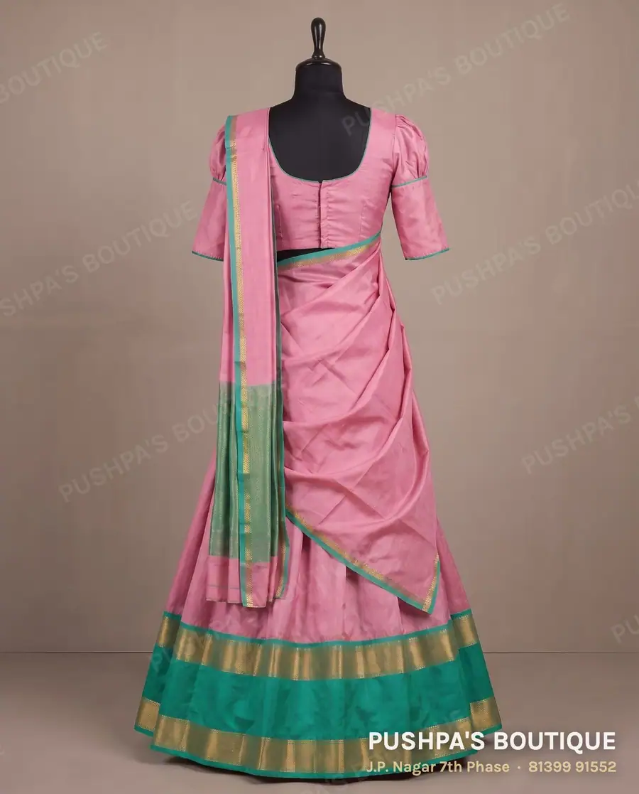 Langa davani (half saree) PB-214, round neck, puff sleeve, photo 2