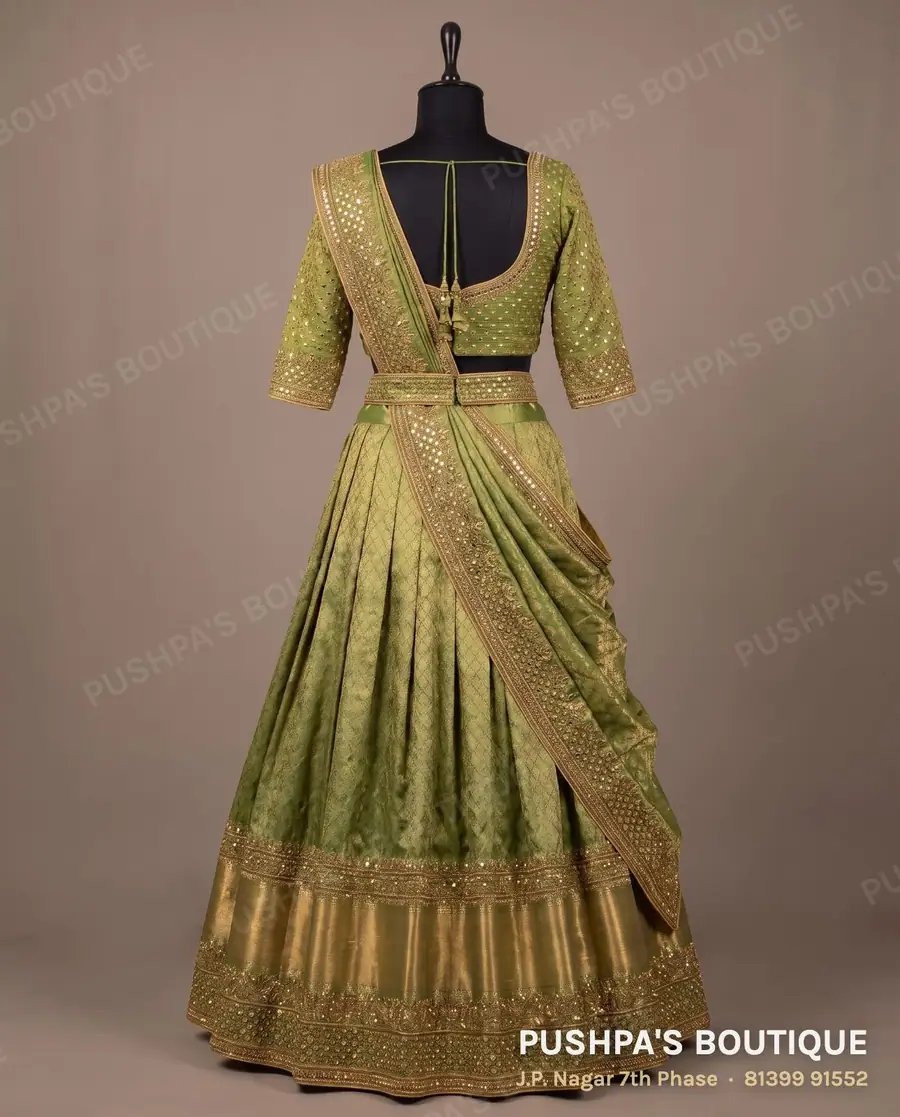 Langa davani (half saree) PB-215, sweetheart neck, three quarter sleeve, photo 2