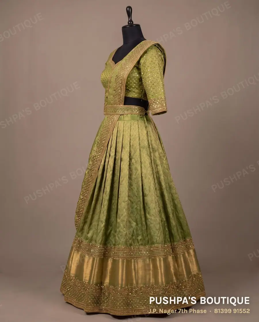 Langa davani (half saree) PB-215, sweetheart neck, three quarter sleeve, photo 3