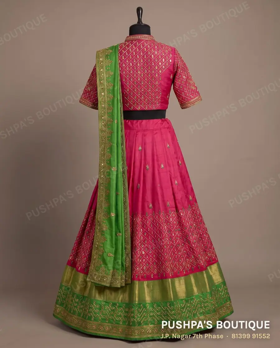 Langa davani (half saree) PB-216, collar, elbow sleeve, photo 2