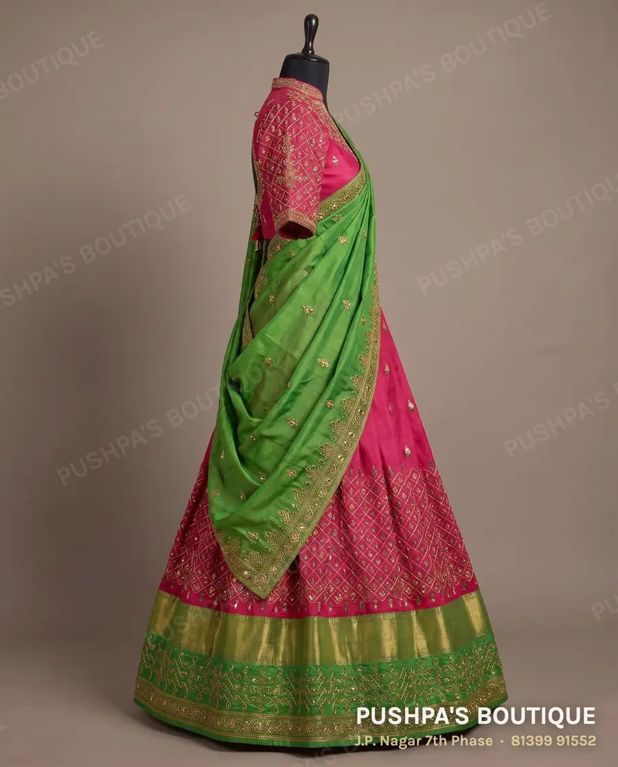 Langa davani (half saree) PB-216, collar, elbow sleeve, photo 3