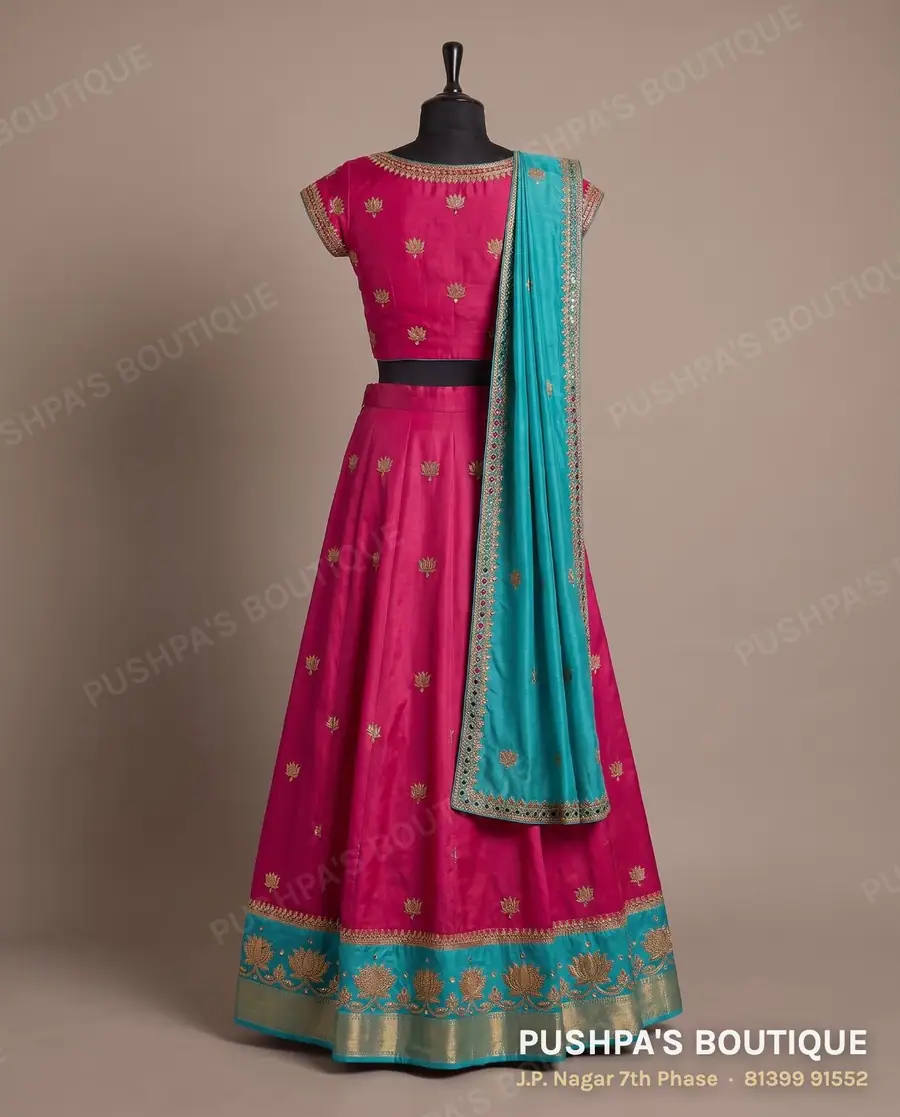 Langa davani (half saree) PB-217, boat neck, cap sleeve, photo 2