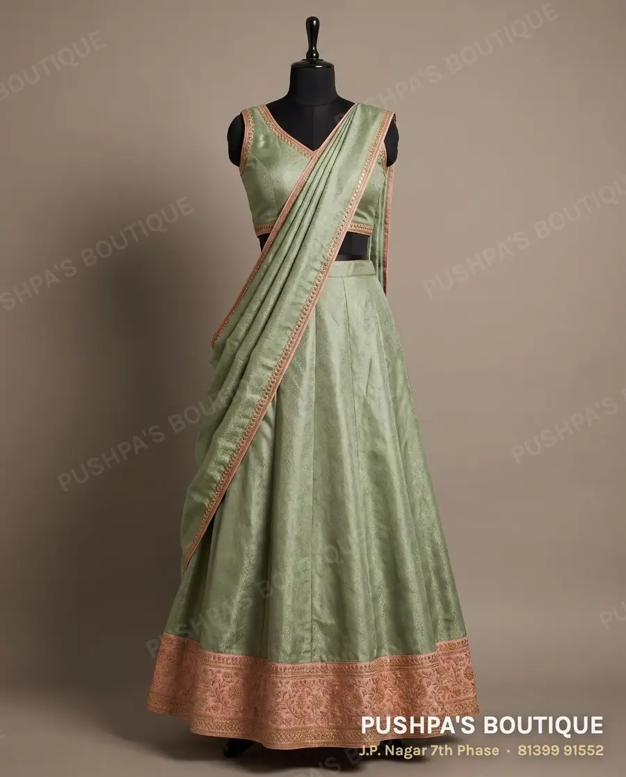 Langa davani (half saree) PB-218, V neck, sleeveless