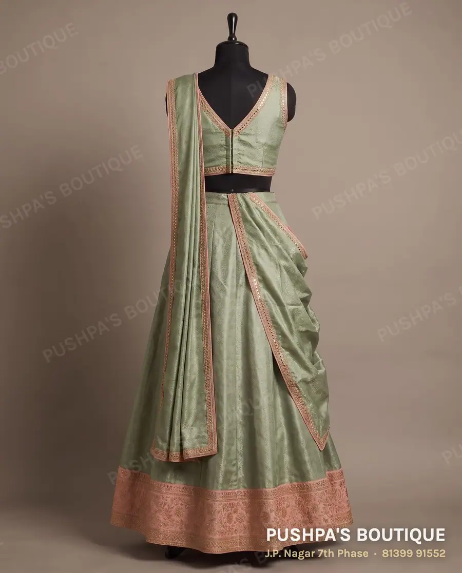 Langa davani (half saree) PB-218, V neck, sleeveless, photo 2