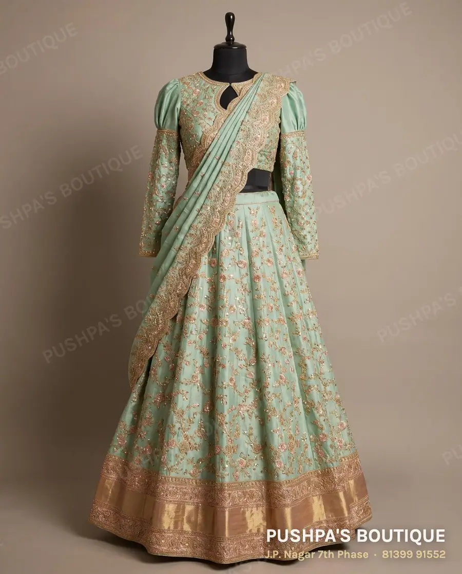 Langa davani (half saree) PB-219, puff sleeve