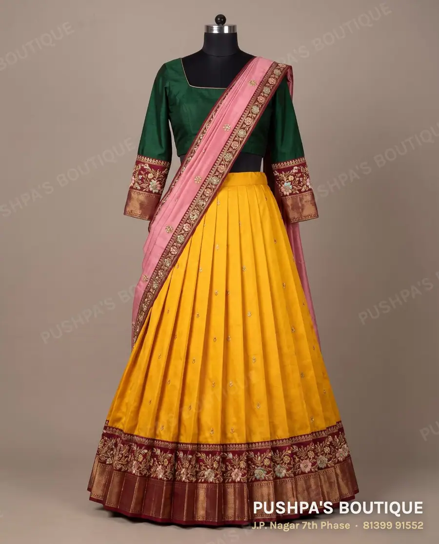 Langa davani (half saree) PB-222, square neck, full sleeve