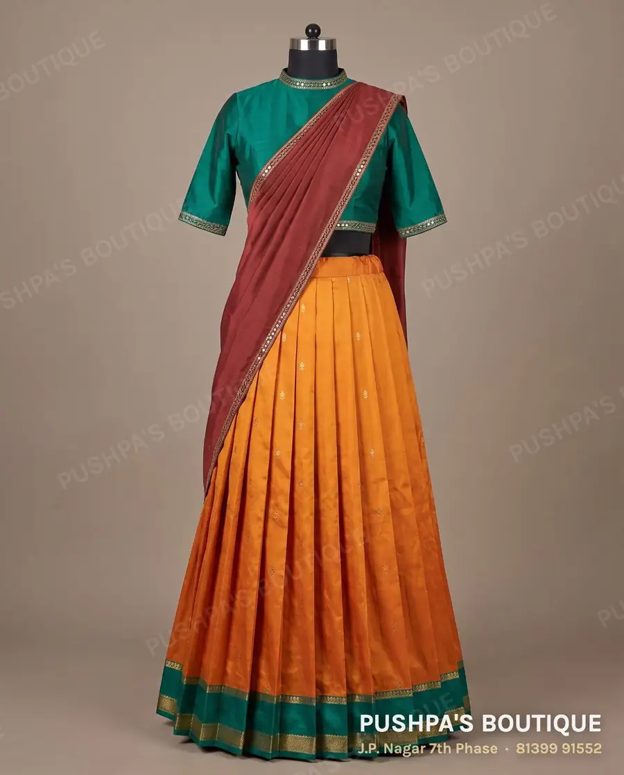Langa davani (half saree) PB-223, high neck, three quarter sleeve